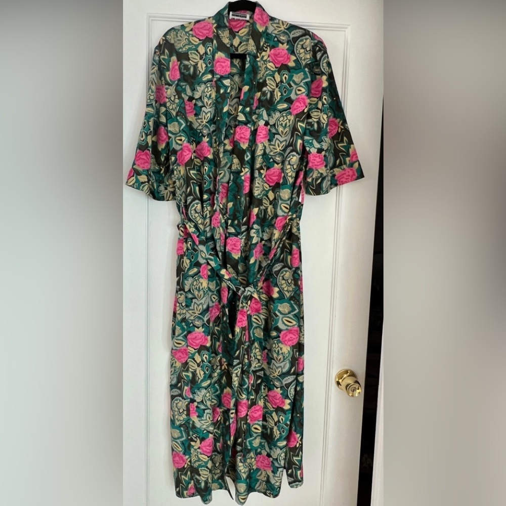 Floral kimono robe with sash
